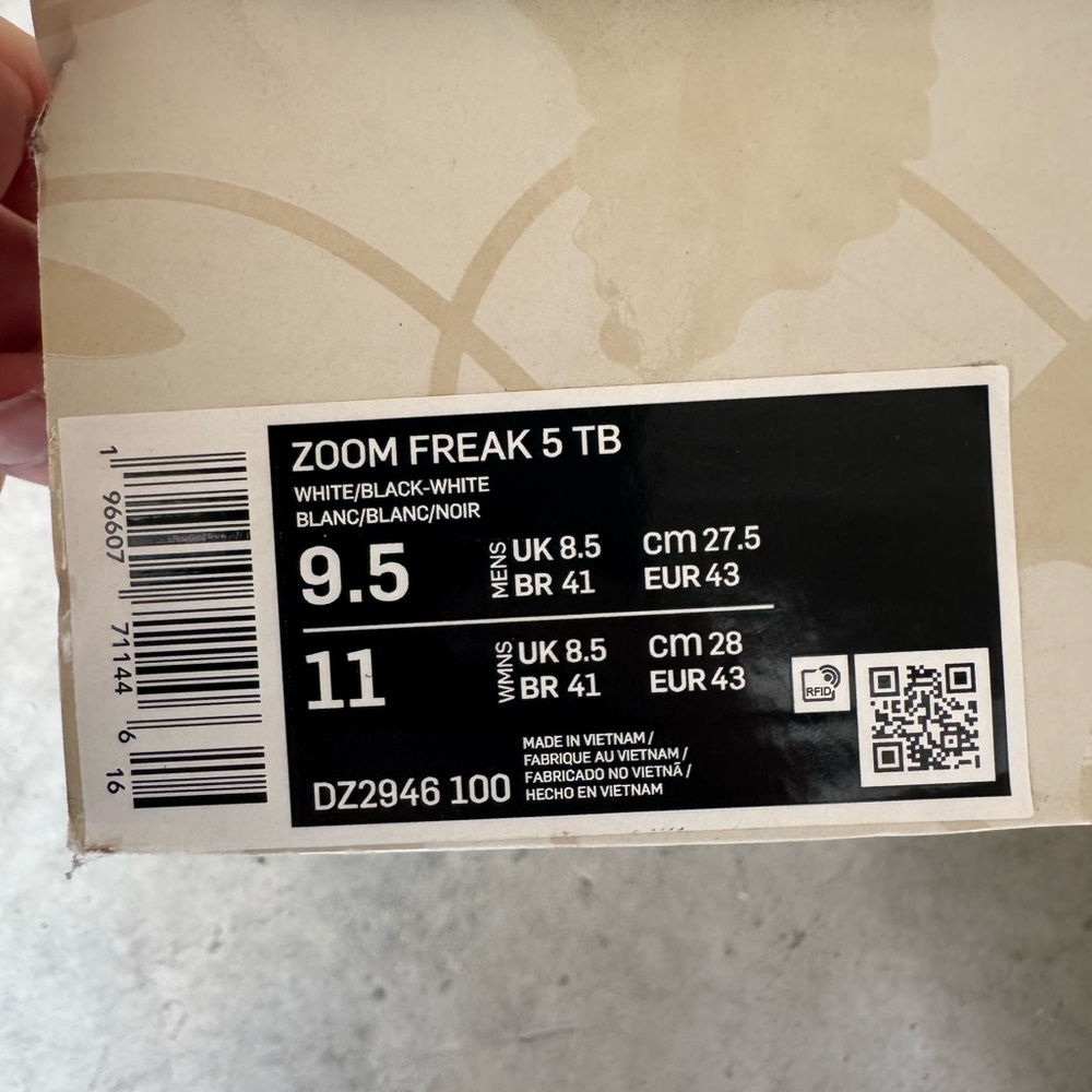 Nike Zoom Freak 5 TB in White and Black